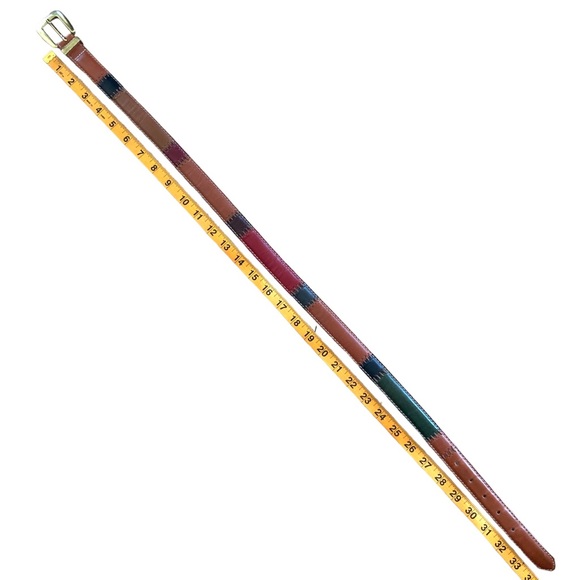 Fossil Patchwoork Leather Belt Size 34” Tan Black Green Red Y2K - Picture 5 of 8